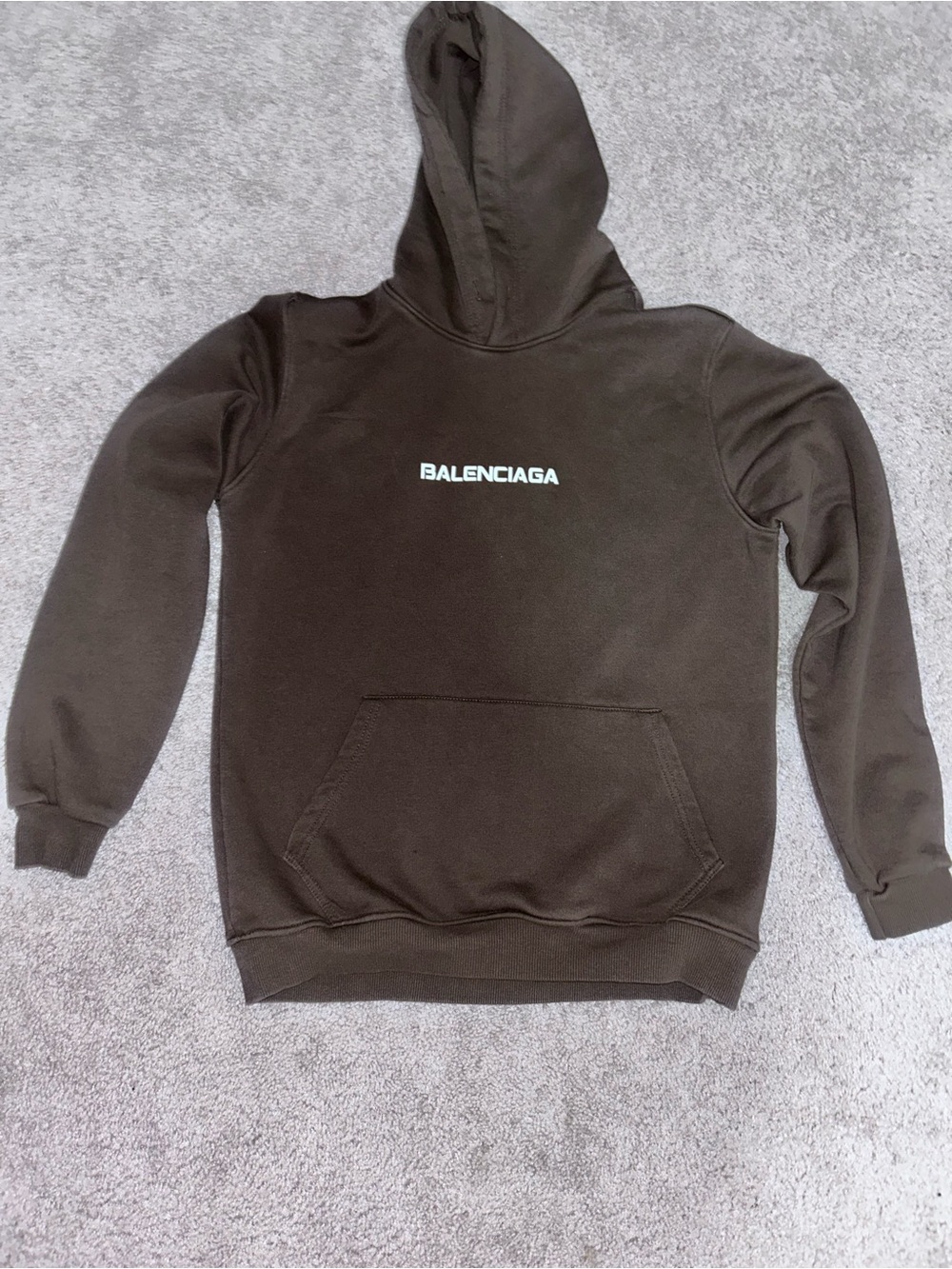Balenciaga Men's Dark Brown Logo Crewneck Hoodie